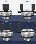3-1/4 Inch Two Jaw Pen Drilling Lathe Chuck With Reversible Self Centering Jaws 1 Inch By 8 TPI Headstock, size measurement view