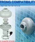 Large Inlet Air Nozzle For Above Ground Pool Pumps 1900 2450 GPH installed on pool wall with detailed parts view