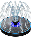 3.5W Upgraded Glass Panel Solar Fountain With Auto White LED Night Show And Anti Drift Run Dry Protection, 7 Nozzles