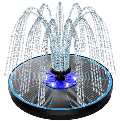 3.5W Upgraded Glass Panel Solar Fountain With Auto White LED Night Show And Anti Drift Run Dry Protection, 7 Nozzles