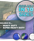 Rugged 10x12 Heavy Duty Tarp Waterproof 200 GSM 20 Mil UV Resistant For Camping Cars Tents Outdoor Furniture Painting Firewood Protection All Weather Shelter in various colors and sizes