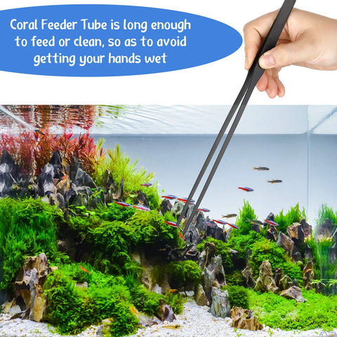 Axolotl Aquarium Feeding Kit With Coral Feeder Tube And Straight And Curved Tweezers, Stainless Steel Tools For Easy Feeding And No-Fuss Tank Cleanup, 3 Piece Set, feeding in aquarium