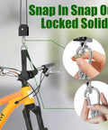 Ceiling Mount Bike Hoist With 100 Lb Capacity Overhead Storage For All Bike Types From E Bikes To Fat Tires Ideal Garage