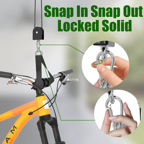 Ceiling Mount Bike Hoist With 100 Lb Capacity Overhead Storage For All Bike Types From E Bikes To Fat Tires Ideal Garage