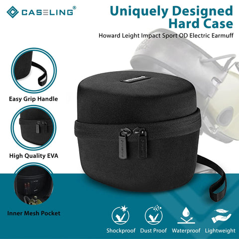 Howard Leight Impact Sport Earmuffs Hard Case EVA Protective Travel Storage featuring zipper and handle