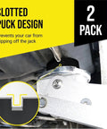 Slotted Rubber Jack Pads For Pro Grade Lifts, Pinch Weld And Frame Rail Protector in use on vehicle lift.