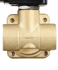 Front view of Heavy Duty 1/4 Inch Brass Electric Solenoid Valve 12V DC Normally Closed 230 PSI Viton Seal For Non Potable Water Air And Oil
