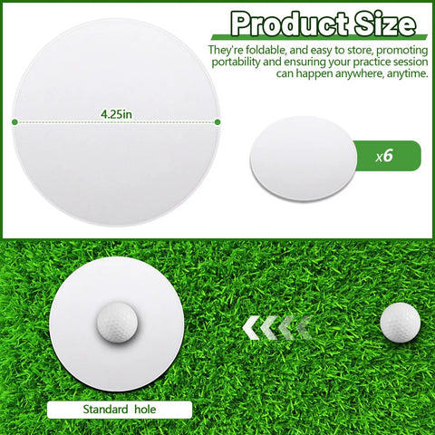 6 Piece Golf Putting Target Circles Set For Indoor And Outdoor Practice Waterproof PVC Leather Hole Cup Putt Disks on grass