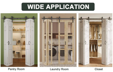 64 Inch Bifold Barn Door Hardware Kit For Closet Doors For Tight Spaces Bi Folding Track System With Whisper Quiet Operation installed