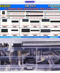 138 Piece 2.54mm Pin Header Kit With Male And Female Connectors, labeled plastic case with assorted headers for Arduino prototyping.
