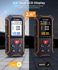 Dual Laser Measuring Tool With Bidirectional And Unidirectional Modes, Measures Up To 393 Feet With Precision, Built For Quick Home Improvement And DIY Projects, Easy One Hand Use, 2.4-inch LCD day and night display