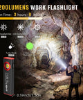 Explorer using E1 1200 Lumen Dual Light Flashlight With Magnetic Flat EDC Design, Ultra Bright LED Spotlight And COB Floodlight in cave.