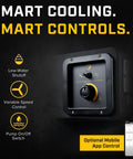 Control panel features for Heavy Duty Portable Swamp Cooler With Killer 36 Inch Fan And 46 Gallon Tank, showing variable speed and low-water shutoff.