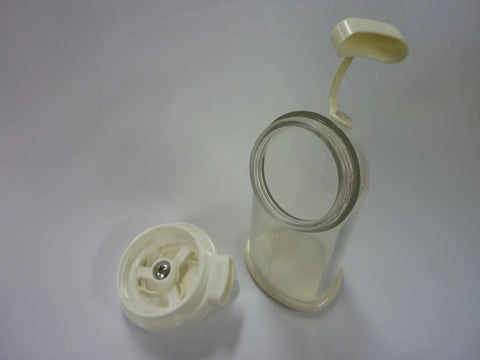 Plastic Sesame Grinder White Made In Japan, Handy Kitchen Gadget For Spices And Seeds, Quick No Fuss Grind, Compact Design, lid and body open