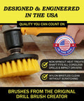 Power Scrub Drill Brush Attachment Set For Bathroom Tile Grout Cleaning on cordless drill, nylon bristles, 1/4 in shaft