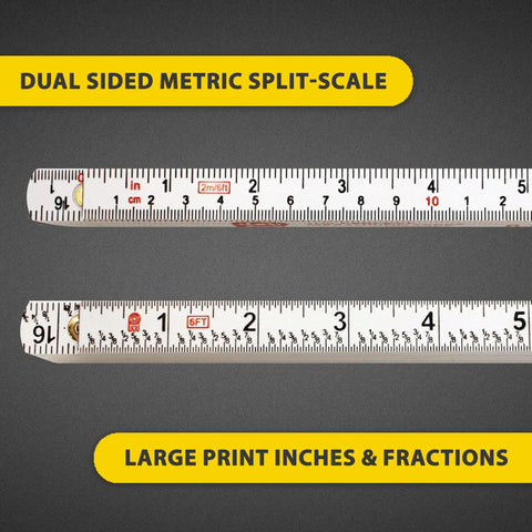 FR-72 Carpenter's Folding Rule Built Tough Workhorse Lightweight Composite Ruler with dual-sided split-scale.