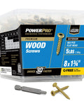 Premium Exterior Wood Deck Screws Set For Outdoor Builds In Bronze, Size 8 By 1 3/4 Inch, packaged box with screws and T-25 bit