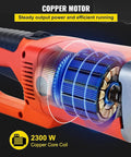 Dead Serious Pro Grade Electric Pipe Threader 2300W Copper Motor showcasing copper core coils for efficient power.