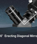 Close-up of 90° erecting diagonal mirror on 80mm Aperture 900mm Focal Length Refractor Telescope For Grown Ups And Newbies Portable Travel Scope