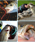 Collage of fish caught using 5.5 Inch Wacky Worm Lure Kit With 133Pcs Soft Plastic Lures, Grub Baits, Hooks for bass and trout fishing