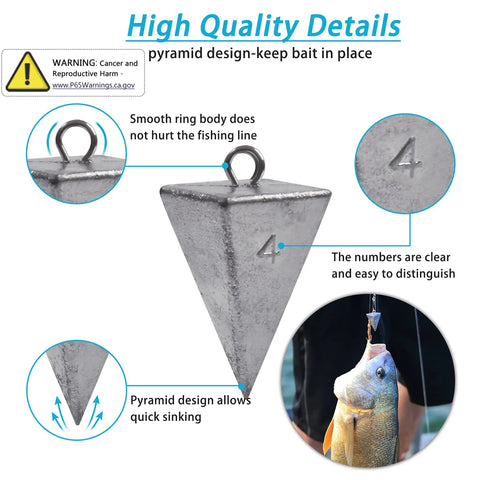 Saltwater Pyramid Sinkers For Surf And Pier Fishing Durable Triangular Weights That Hold In Sand And Strong Currents Tapered Point Design