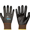 Cut Resistant Work Gloves For Men And Women With Ultra Thin Dexterity And Touchscreen Friendly Foam Nitrile Palm Coating ANSI A5 Protection TenActiv Knit Liner 12 Pairs X Large, front and back view.