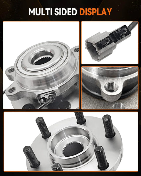 Multi-view of Two Pack 515065 Front Wheel Bearing Hub Assembly Compatible With Nissan Frontier 2005 2019, 6 Lug With ABS