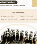 Workhorse Doming Block And Punch Set For Jewelry Making 41 Piece Dapping Kit with steel block, wood base, punch sizes shown