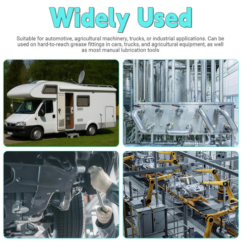 Application of 90 Degree Grease Gun Coupler Adapter in Carbon Steel, galvanized finish for automotive and industrial machinery
