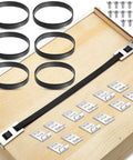 Straight Shooter Drawer Repair Kit With Six Heavy Duty Support Brackets And Commercial Screws To Solidify Loose Drawers And Upgrade Cabinetry Right Away showing straps and metal brackets.