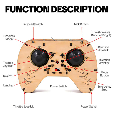 Wooden RC Drone Kit With Snap Together Design No Glue Needed Beginner Friendly Remote Control Quadrotor Flying Toy remote control image