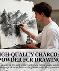 Artist using Charcoal Powder for Drawing Graphite Powder Charcoal Drawing Supplies High Purity and Fine Texture Strong Adhesion