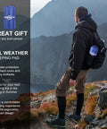 Ultralight Sleeping Pad With Built-In Pump For Camping And Hiking, blue pad in carry bag on hiker's backpack