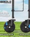4 Inch Spring Loaded Gate Caster Wheel With Side Brake Heavy Duty Gate Wheel For Outdoor Fence displayed on grass