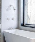 Polished Chrome Acrylic Tub And Shower Faucet Trim Kit With Two Handles For An Easy Bath Upgrade, modern bathroom view