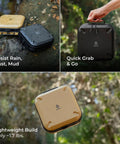 Nestout Gear Storage Case Lightweight Hard Shell Water Resistant Zippers Stackable Organizer outdoors in use.