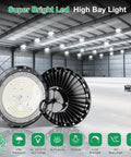 UFO LED High Bay Light 300W 5000K 0 To 10V Dimmable 45000LM High Bay Shop Light IP65 ETL Listed for warehouses and gyms