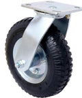 Two Pack 8-Inch Pneumatic Caster Wheels With Swivel Plate For Smooth Indoor Outdoor Use, Beefed-Up Steel Hub Ball Bearings