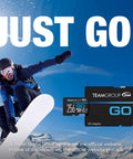 256GB MicroSDXC UHS I U3 V30 Memory Card for Action Cameras and Drones with Adapter, snowboarder in action