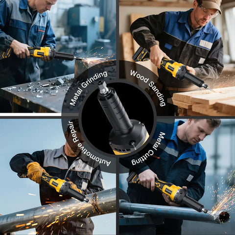 Heavy Duty Die Grinder Cranking 25000 Rpm With Quarter Inch Collet Plus Carbide Bit, used for wood sanding and metal grinding.