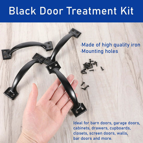 4 Pack 6 Inch Cabinet Door Handles Vintage Barn Door Pulls with screws, shown on wood surface, ideal for furniture and gates
