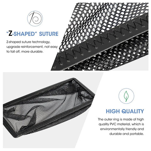 Close-up of Floor Register Trap Cover Screen For Home Air Vents 4x10 Inch 4 Pack Black Durable Nylon Mesh Guard showing detail stitching and frame.