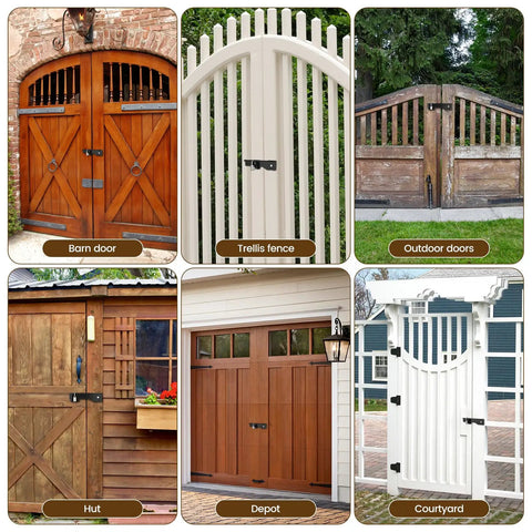 Heavy Duty Flip Gate Latch Crafted From Reliable Carbon Steel For Barns And Wood Fences on various wooden gates and fences.