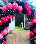 Arch of 12 Inch Hot Pink And Black Balloons Party Kit With Confetti Dots For Girls Birthday Baby Shower Women Bridal Wedding Decor