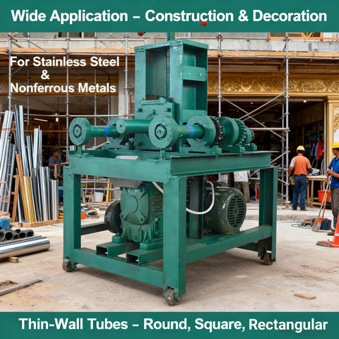 Intbuying 2.2KW Electric Pipe Tube Bender Roller Machine With All-Copper Motor For Cold Bending Round And Square Steel Bars, shown in construction site.