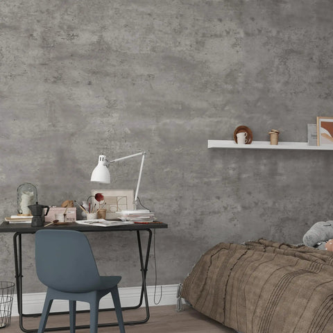 24 By 354 Inch 3D Wide Concrete Wallpaper Peel And Stick Self Adhesive Vinyl Wrap In Light Grey Cement Texture Bedroom Wall
