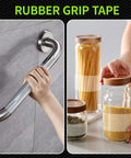 Non Slip Rubber Grip Tape With Enhanced Texture For A Secure Hold And Friction, Keeps Your Gear From Slipping On Tools Gadgets Diy And More, High Bond Adhesive, Clear 2 Inch By 6.6 Foot applied on metal rail and jar lid for grip.