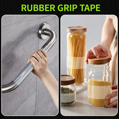Non Slip Rubber Grip Tape With Enhanced Texture For A Secure Hold And Friction, Keeps Your Gear From Slipping On Tools Gadgets Diy And More, High Bond Adhesive, Clear 2 Inch By 6.6 Foot applied on metal rail and jar lid for grip.