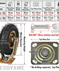 Heavy Duty Pneumatic Rubber Swivel Casters Built Tough Workhorse Grade Industrial Wheels Set Of Four Eight Inch Top Plate Mount specifications.
