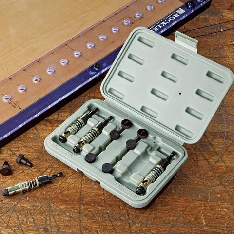 Blow Molded Case For Pro Shelf Drilling Jig Bits And Index Pins With Dedicated Pockets For 5mm 7/32 Inch 1/4 Inch And 9/32 Self Centering Drill Bits Plus Space For Eight Index Pins